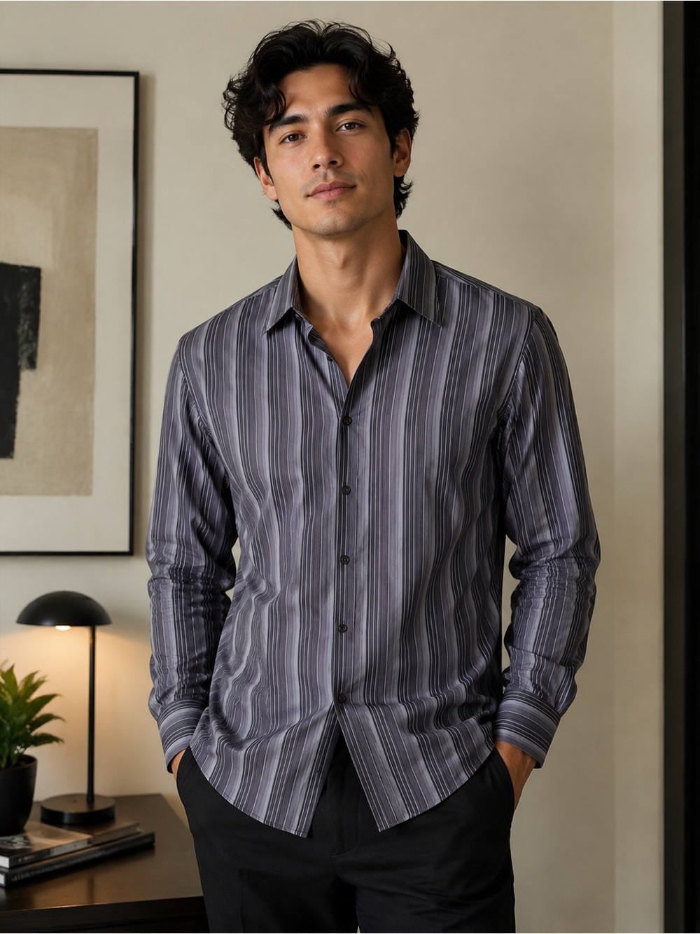 Z Zegna City Gray Textured Shirt Mens XS 38 15